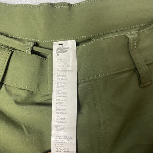 Fabletics The Only Pant Classic‎ Fit Men's Size 33x32 Olive Green - Picture 5 of 5